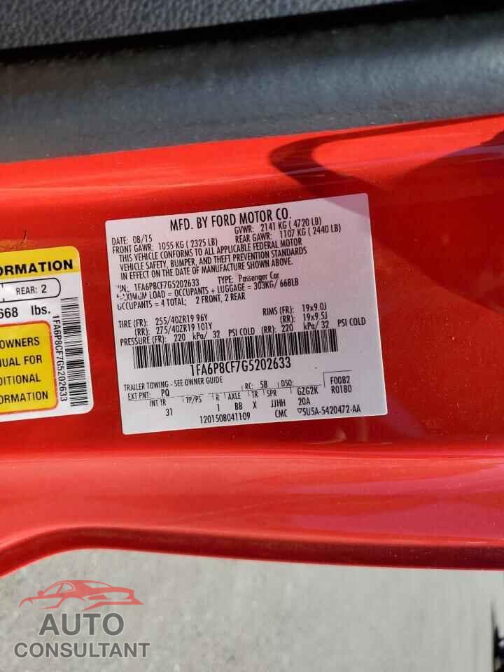 FORD MUSTANG 2016 - 1FA6P8CF7G5202633