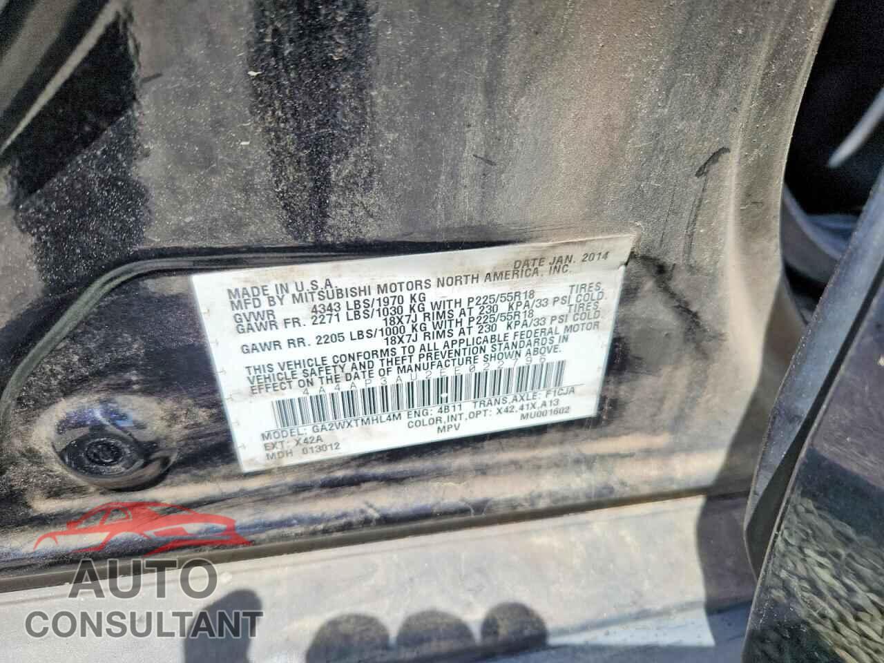 MITSUBISHI OUTLANDER 2014 - 4A4AP3AU2EE022796