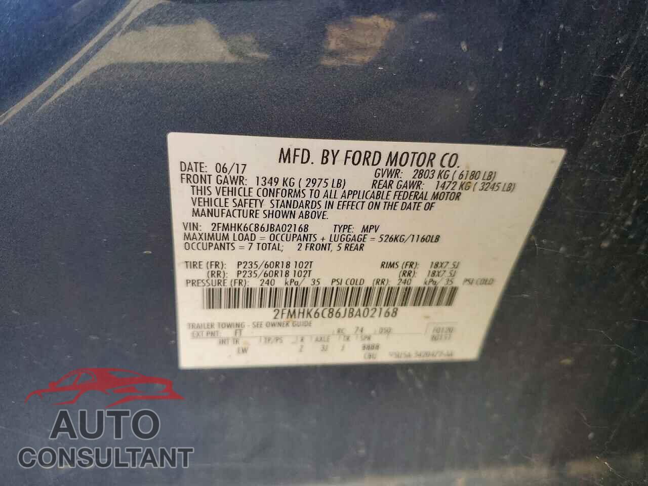 FORD FLEX 2018 - 2FMHK6C86JBA02168