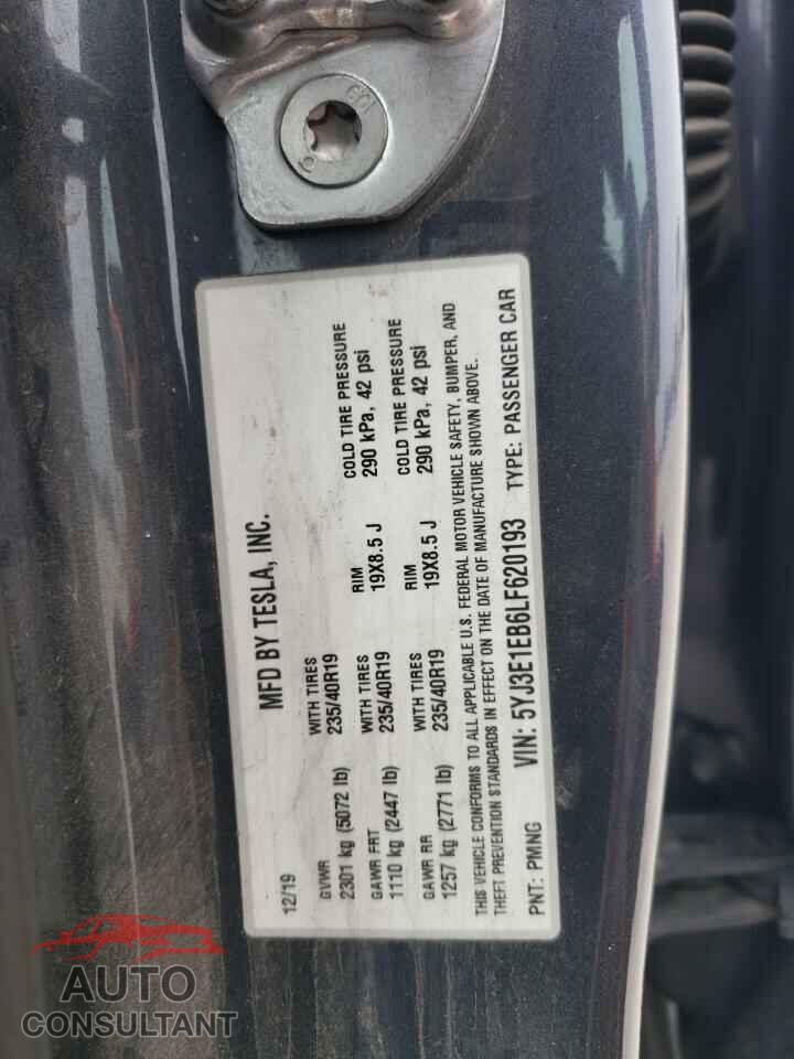 TESLA MODEL 3 2020 - 5YJ3E1EB6LF620193