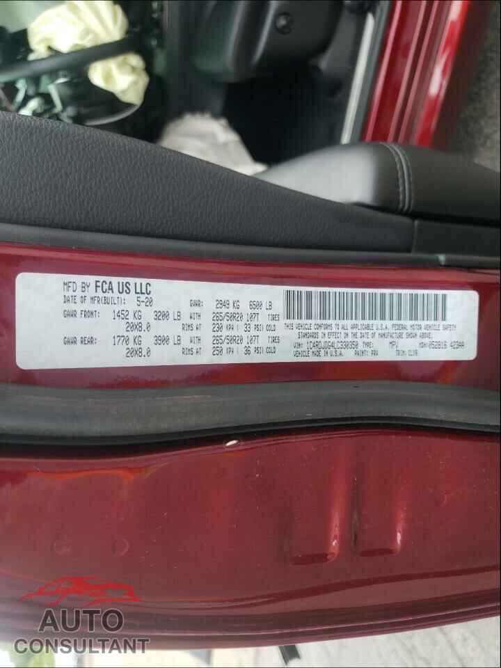 DODGE DURANGO 2020 - 1C4RDJDG4LC330350