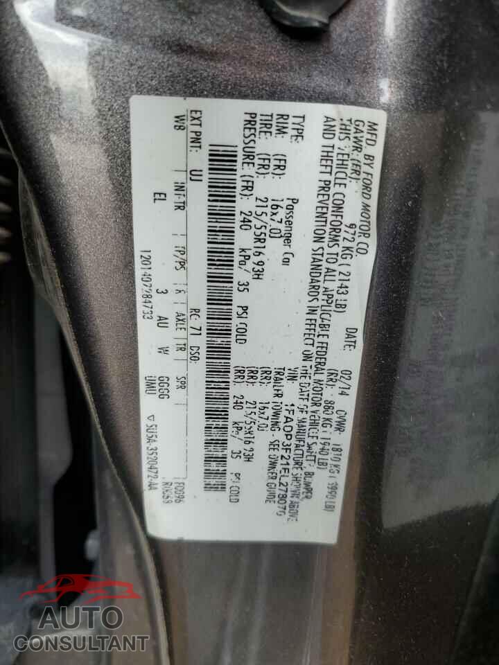 FORD FOCUS 2014 - 1FADP3F21EL278070