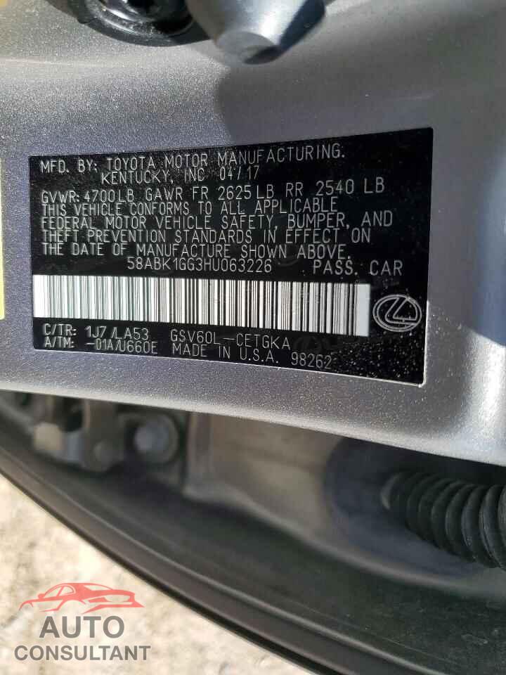 LEXUS ES350 2017 - 58ABK1GG3HU063226