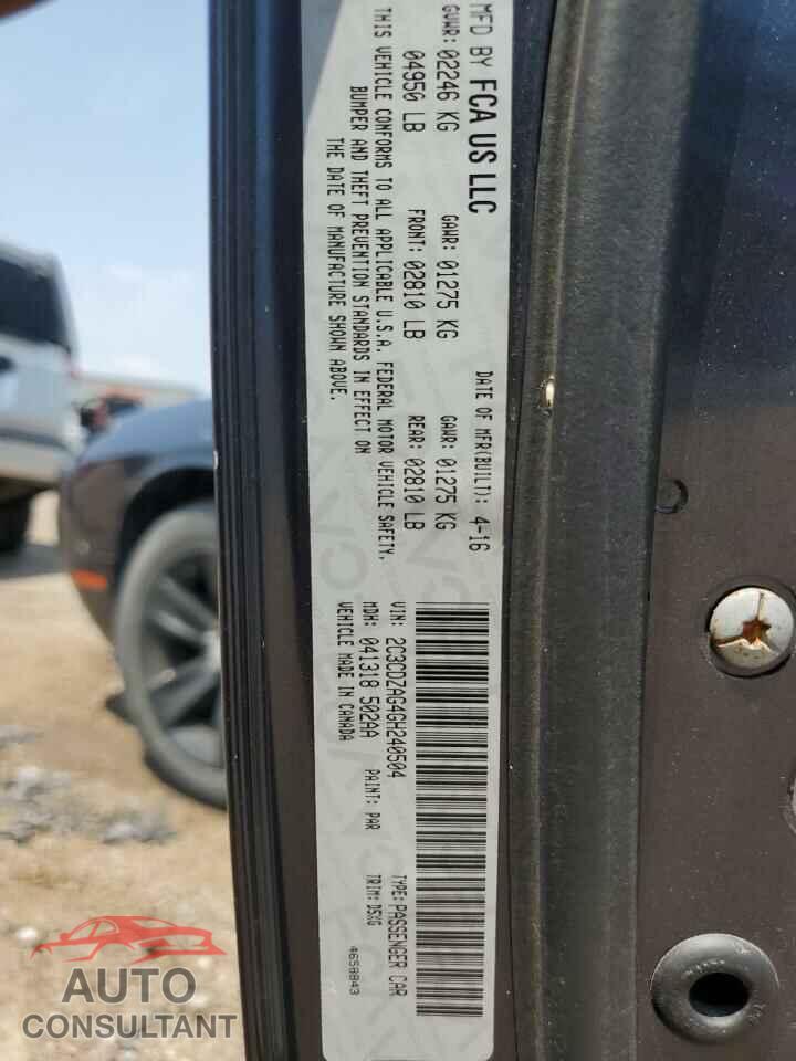 DODGE CHALLENGER 2016 - 2C3CDZAG4GH240504