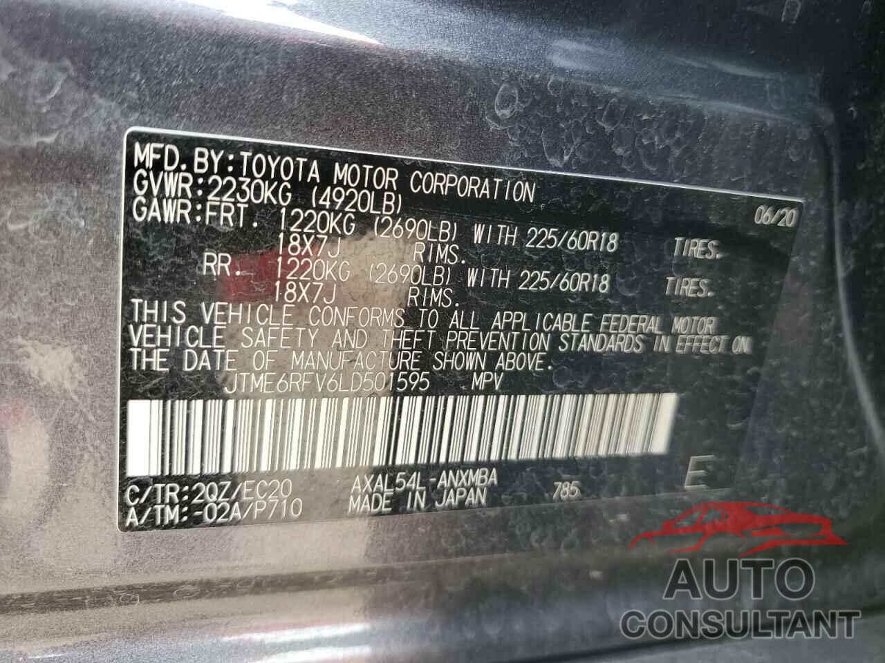 TOYOTA RAV4 2020 - JTME6RFV6LD501595