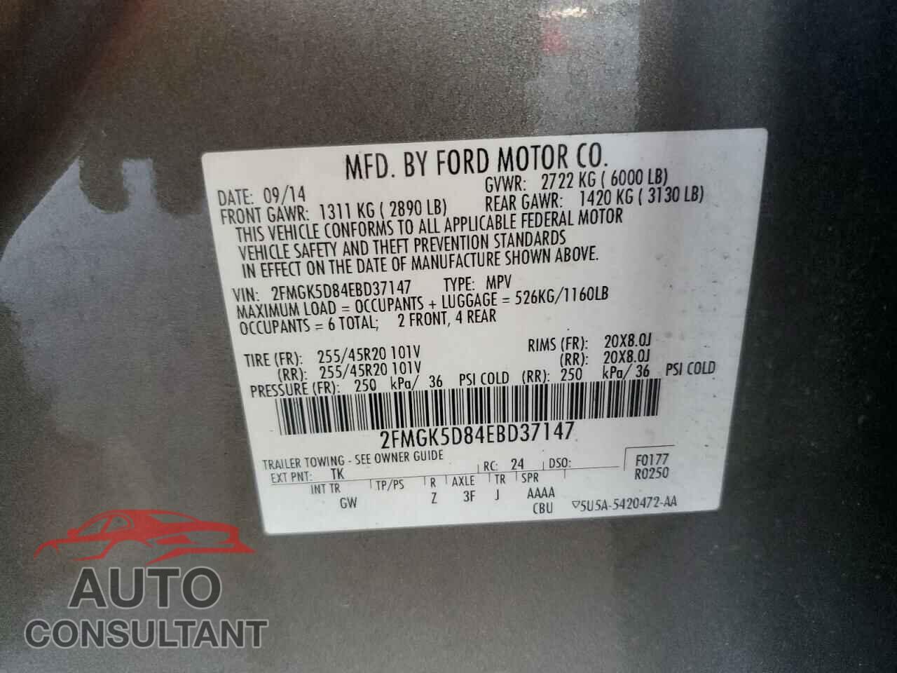 FORD FLEX 2014 - 2FMGK5D84EBD37147