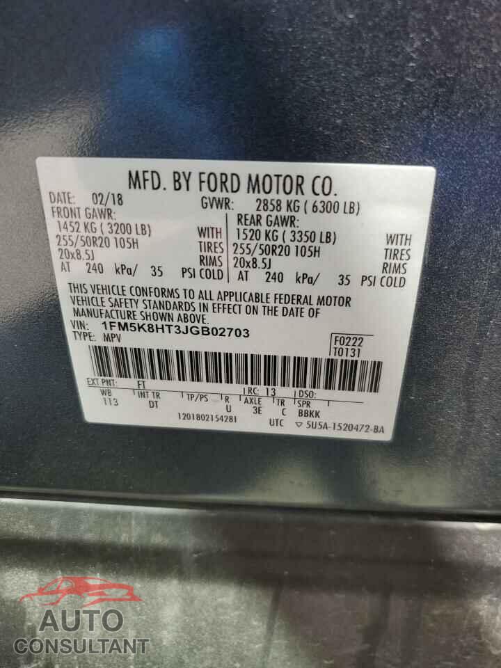 FORD EXPLORER 2018 - 1FM5K8HT3JGB02703