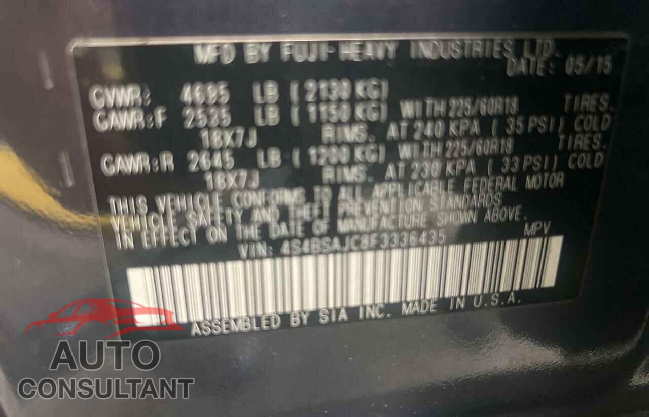 SUBARU OUTBACK 2015 - 4S4BSAJC8F3336435