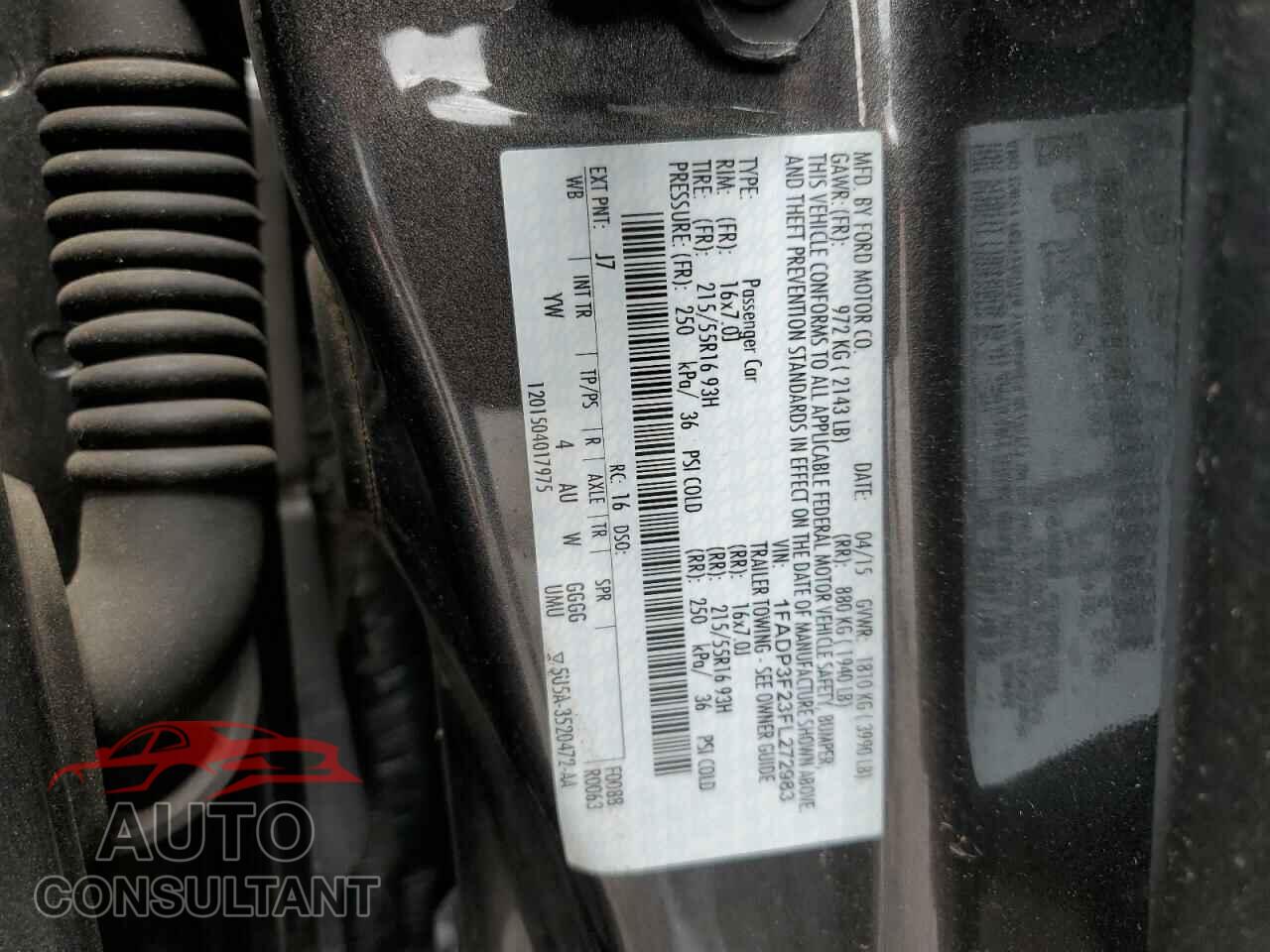 FORD FOCUS 2015 - 1FADP3F23FL272983