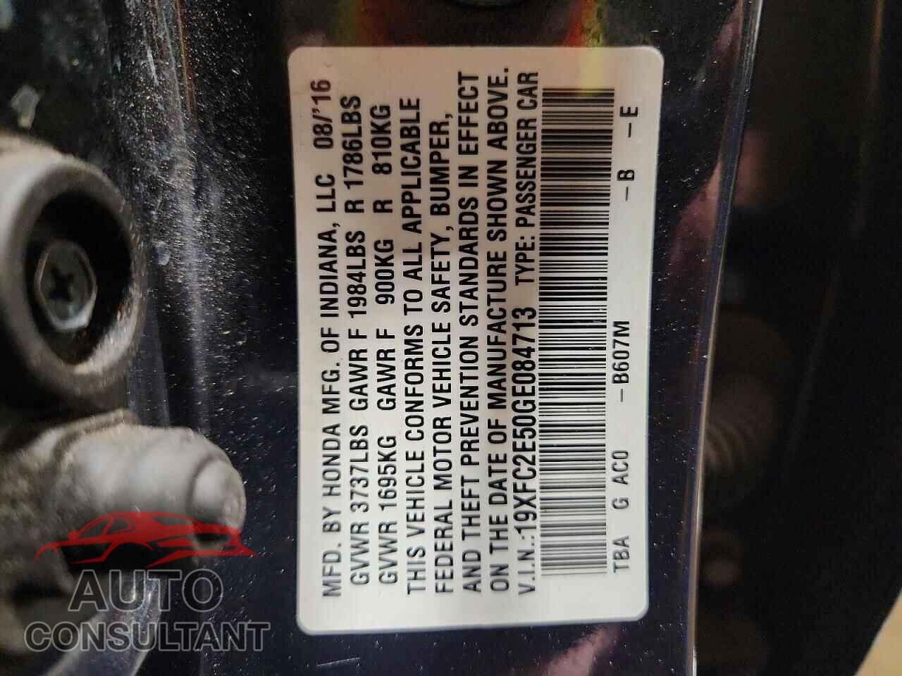HONDA CIVIC 2016 - 19XFC2E50GE084713