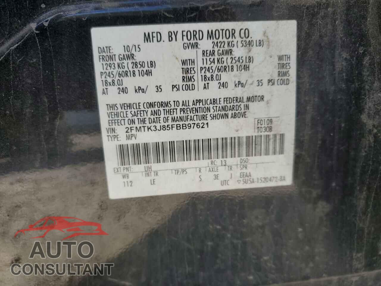 FORD EDGE 2015 - 2FMTK3J85FBB97621