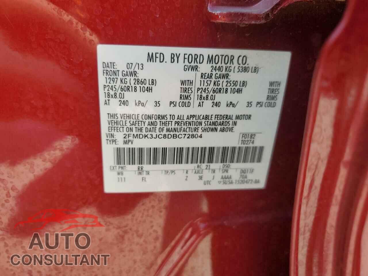 FORD EDGE 2013 - 2FMDK3JC8DBC72804