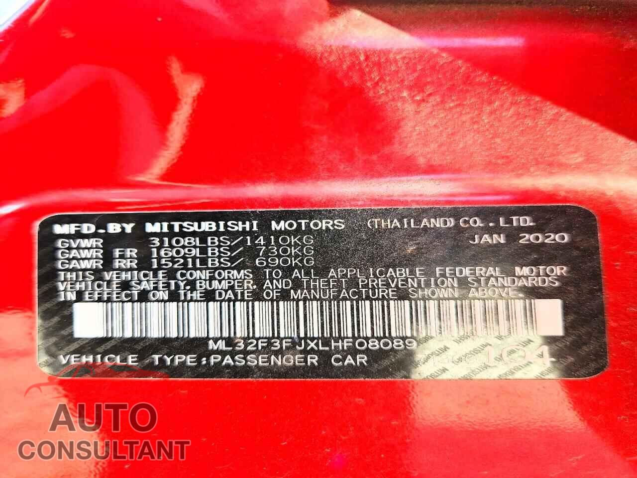 MITSUBISHI MIRAGE 2020 - ML32F3FJXLHF08089