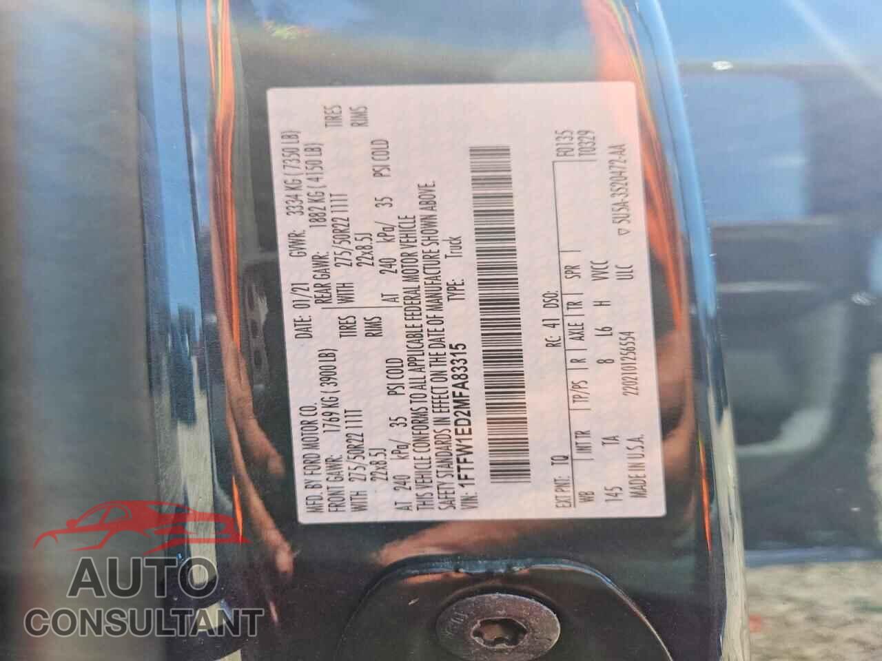 FORD F150 2021 - 1FTFW1ED2MFA83315