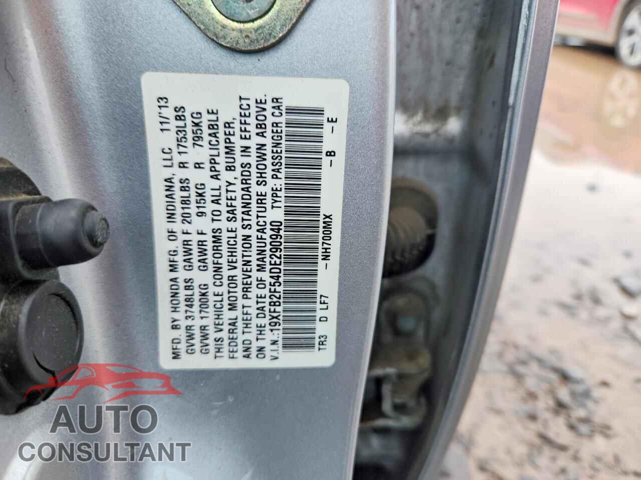 HONDA CIVIC 2013 - 19XFB2F54DE290940