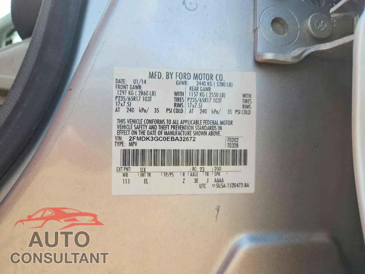 FORD EDGE 2014 - 2FMDK3GC0EBA32672