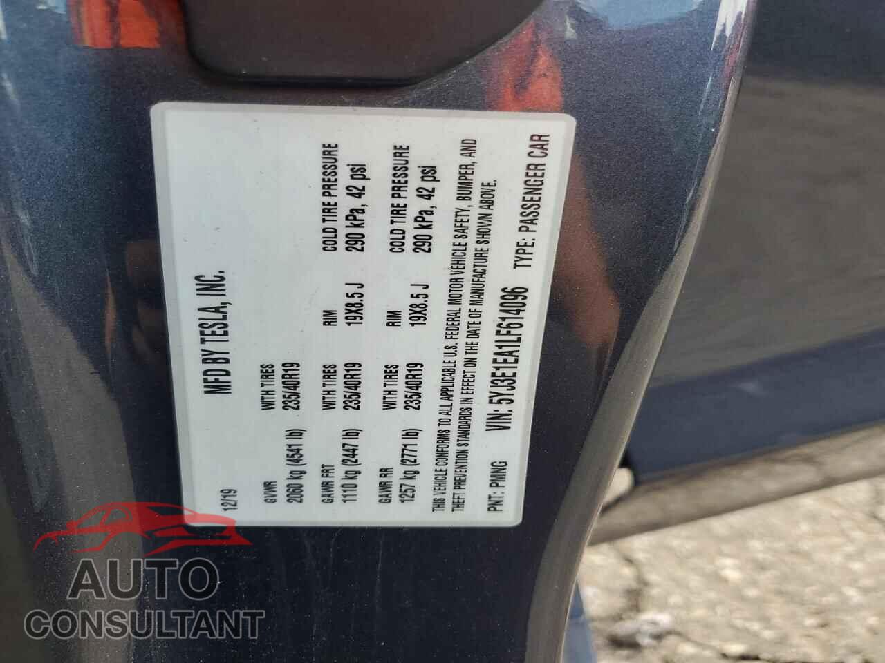 TESLA MODEL 3 2020 - 5YJ3E1EA1LF614096