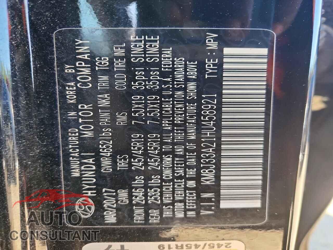 HYUNDAI TUCSON 2017 - KM8J33A21HU458921