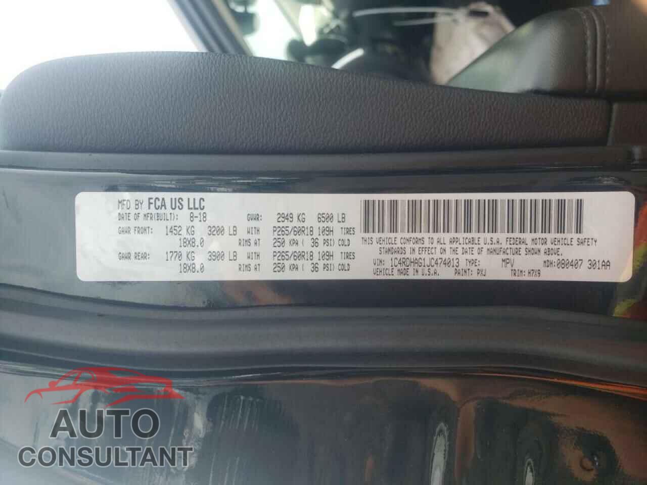DODGE DURANGO 2018 - 1C4RDHAG1JC474013