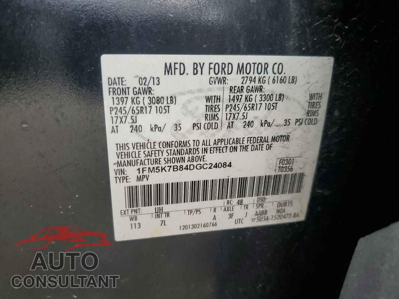FORD EXPLORER 2013 - 1FM5K7B84DGC24084