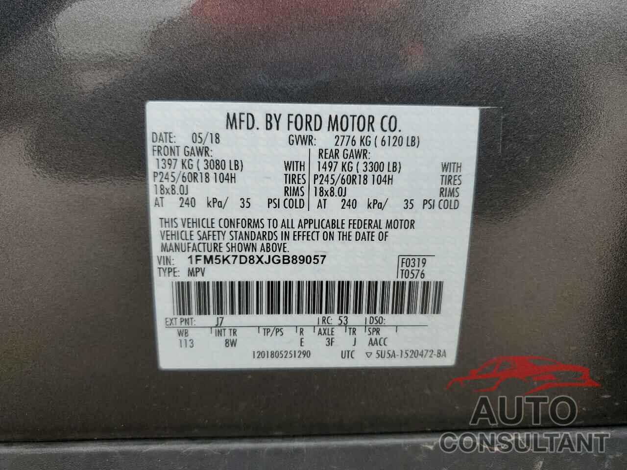 FORD EXPLORER 2018 - 1FM5K7D8XJGB89057
