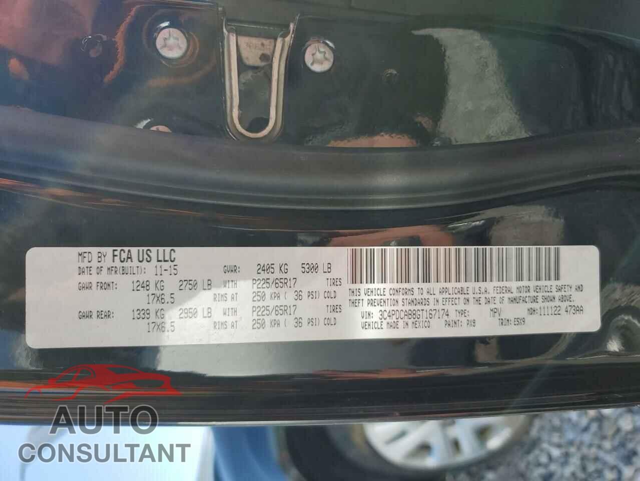 DODGE JOURNEY 2016 - 3C4PDCAB8GT167174