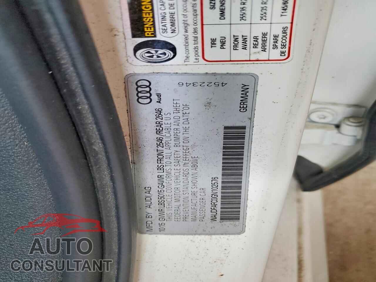 AUDI A6 2016 - WAUDFAFC0GN102576