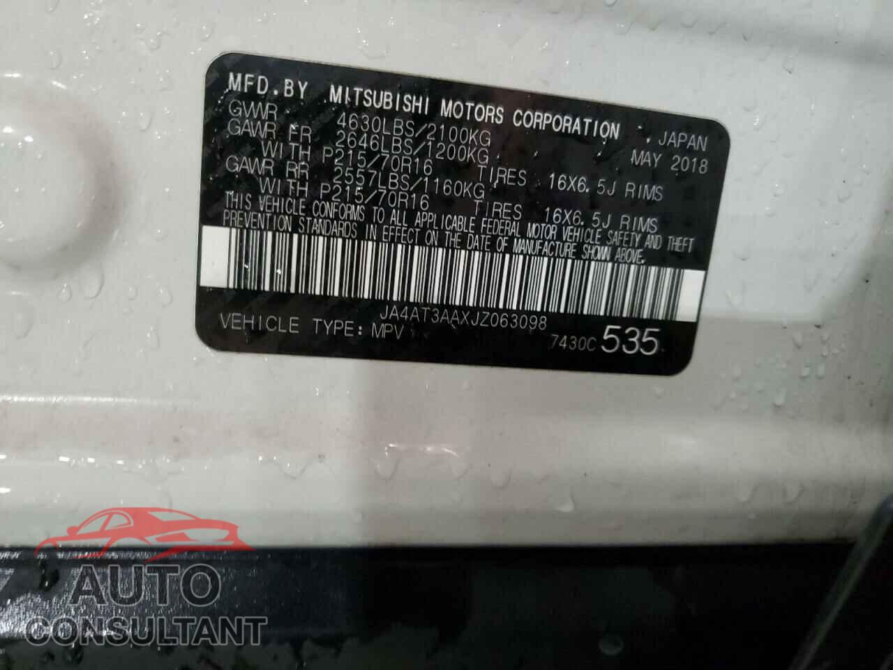 MITSUBISHI ECLIPSE 2018 - JA4AT3AAXJZ063098