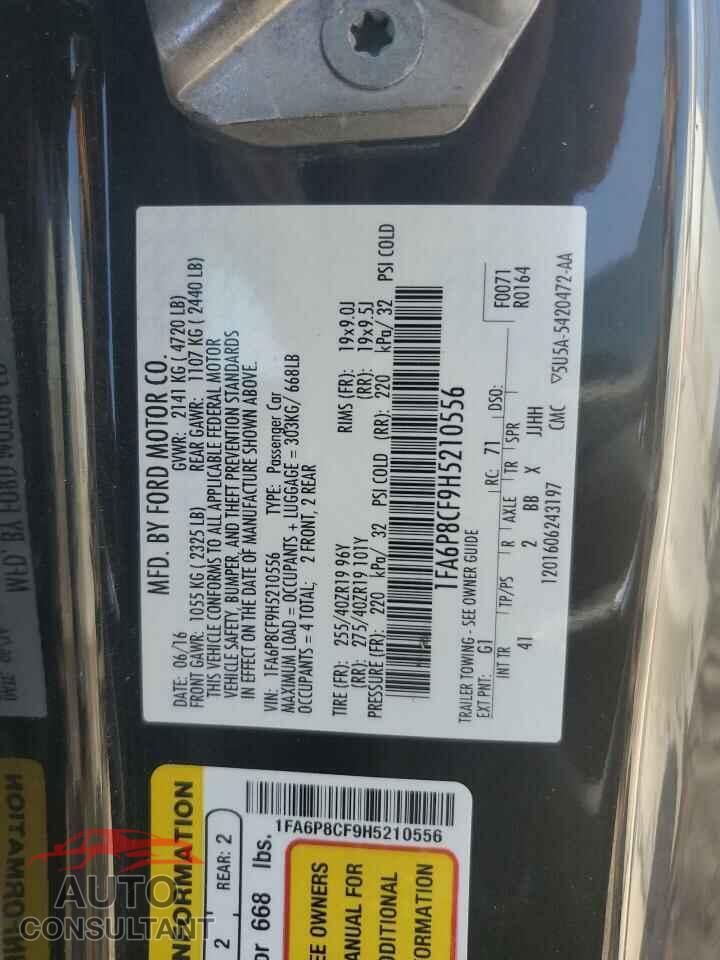 FORD MUSTANG 2017 - 1FA6P8CF9H5210556