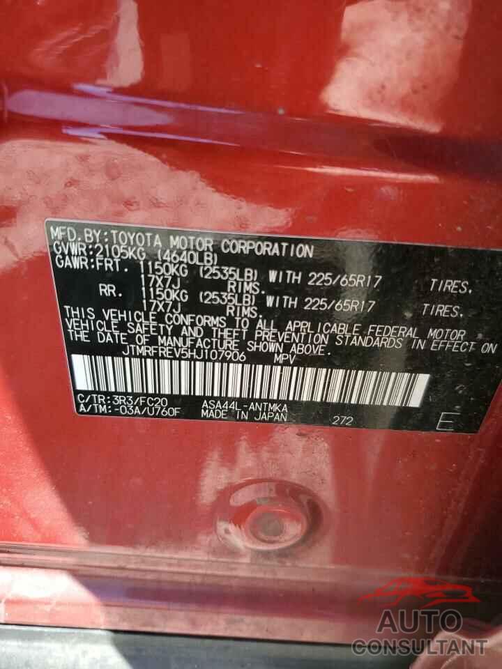 TOYOTA RAV4 2017 - JTMRFREV5HJ107906