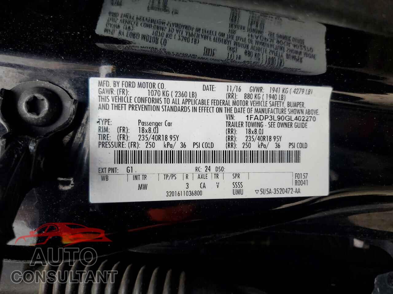 FORD FOCUS 2016 - 1FADP3L90GL402270