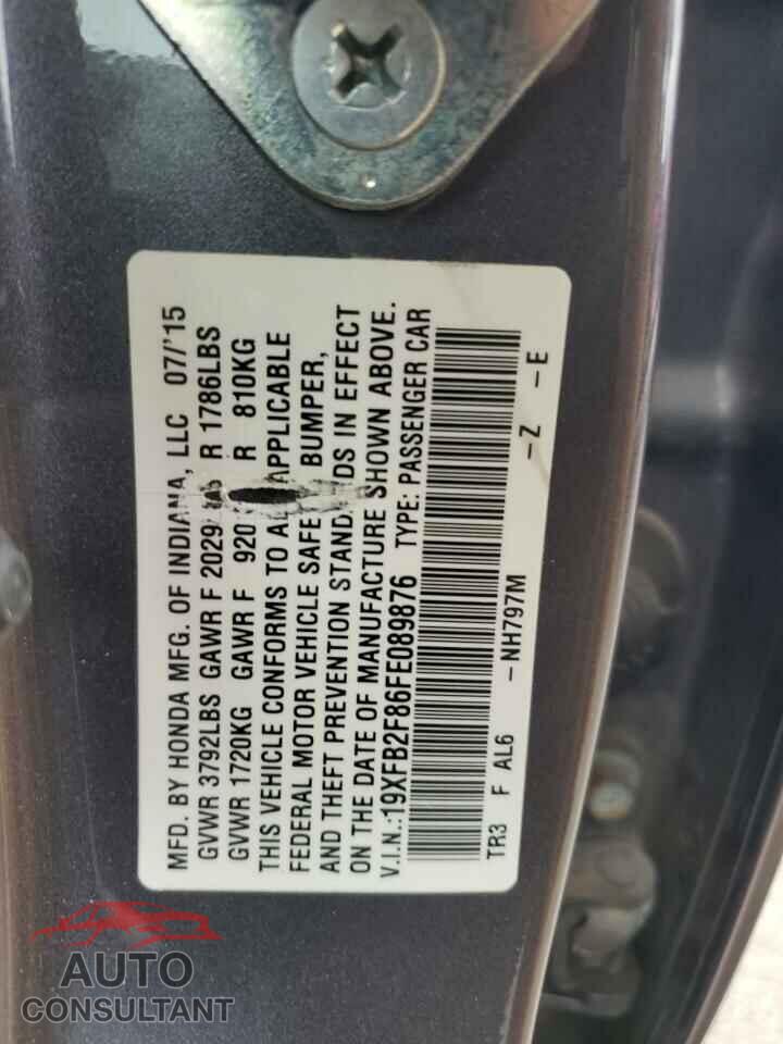 HONDA CIVIC 2015 - 19XFB2F86FE089876