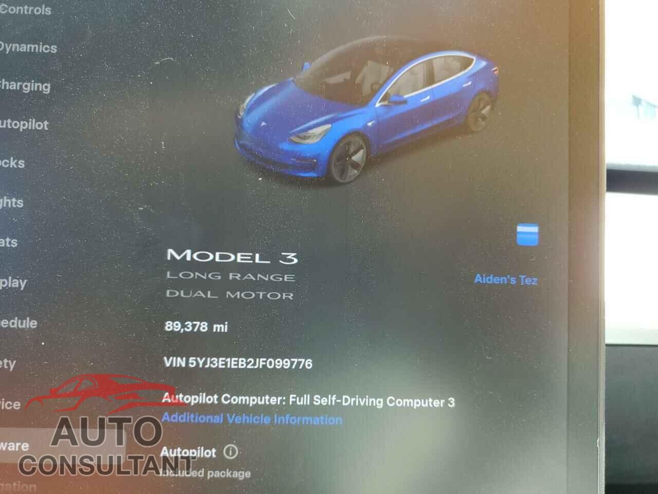 TESLA MODEL 3 2018 - 5YJ3E1EB2JF099776