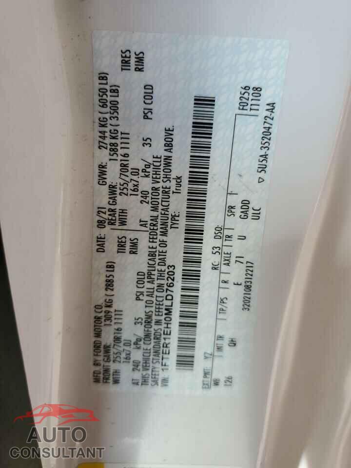FORD RANGER 2021 - 1FTER1EH0MLD76203