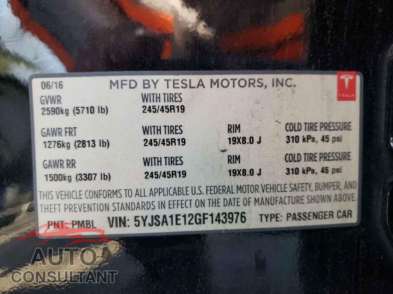 TESLA MODEL S 2016 - 5YJSA1E12GF143976