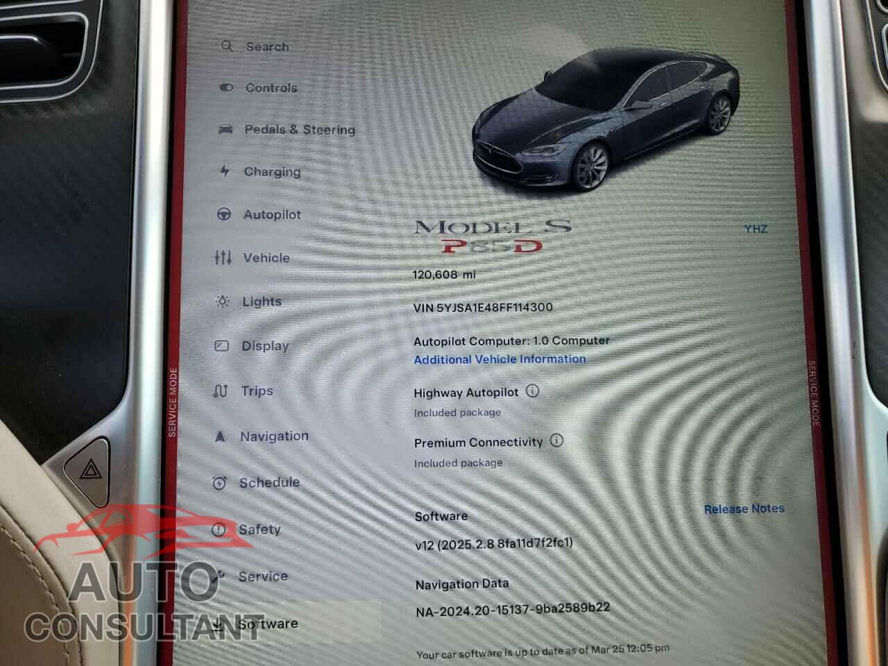 TESLA MODEL S 2015 - 5YJSA1E48FF114300
