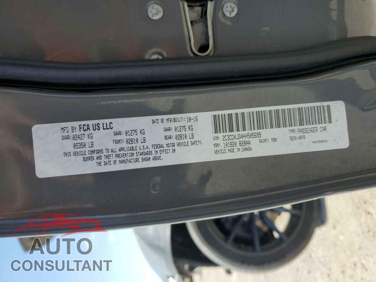 DODGE CHARGER 2017 - 2C3CDXJG4HH505699