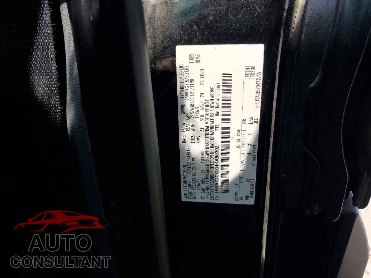 FORD TRANSIT 2017 - 1FBAX2CGXHKA50302
