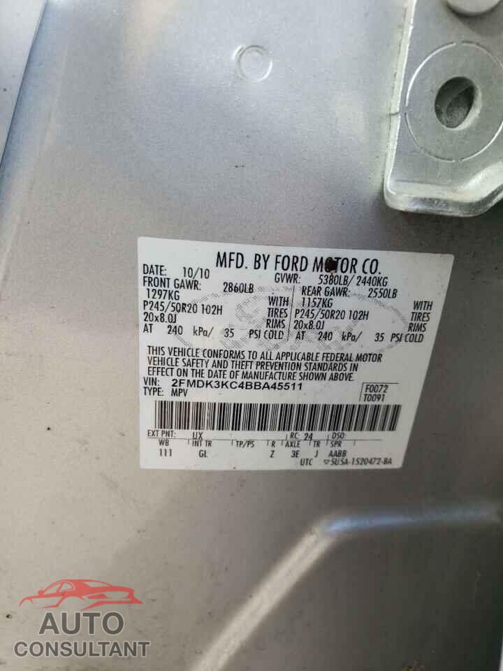 FORD EDGE 2011 - 2FMDK3KC4BBA45511