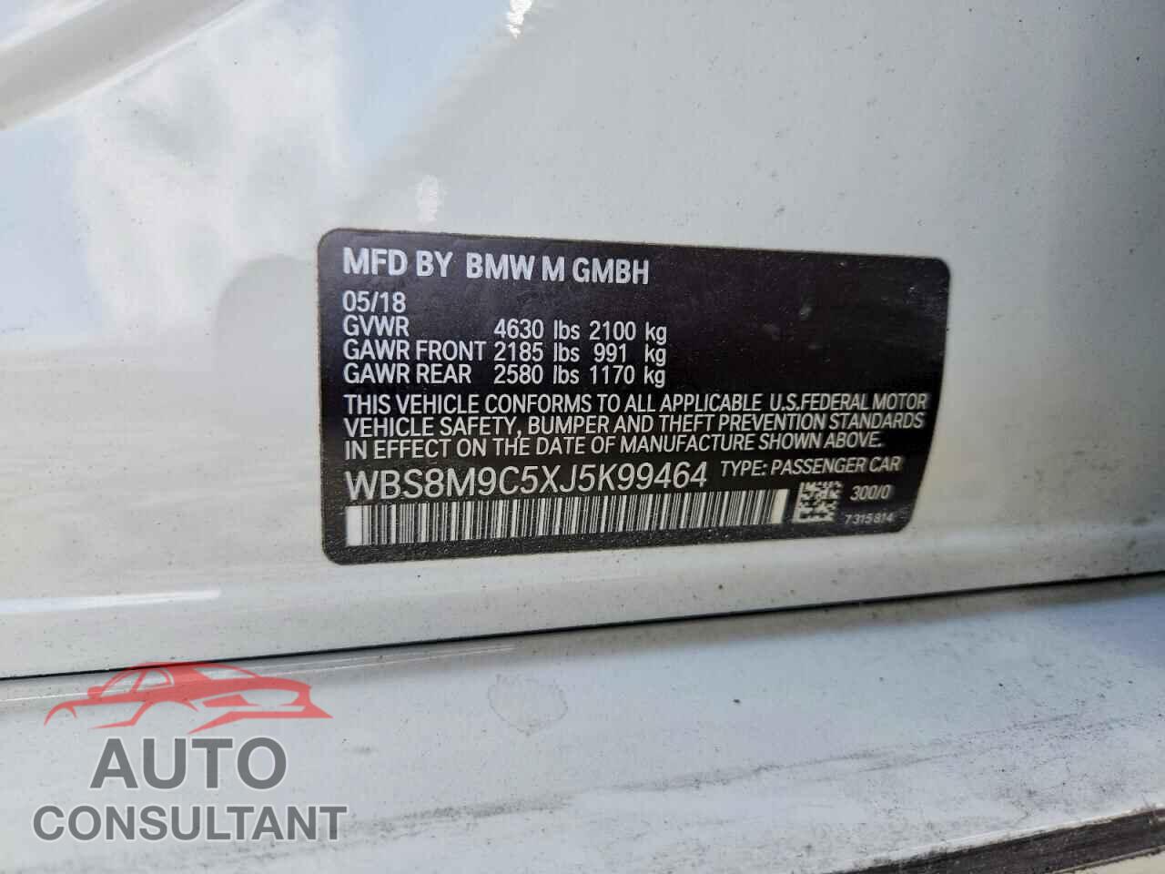 BMW M3 2018 - WBS8M9C5XJ5K99464
