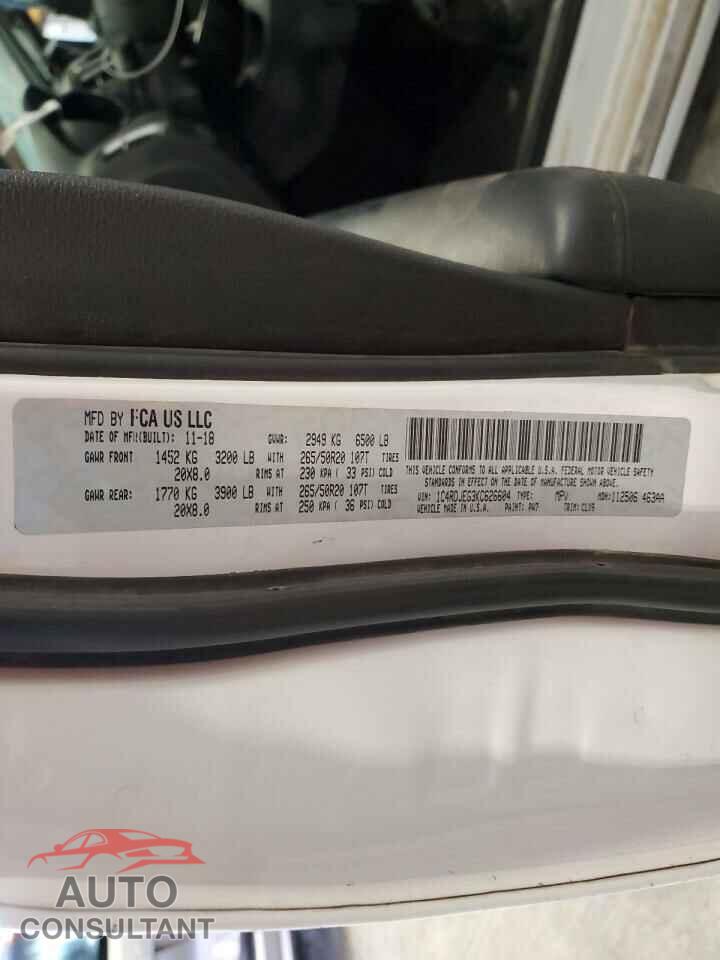 DODGE DURANGO 2019 - 1C4RDJEG3KC626604