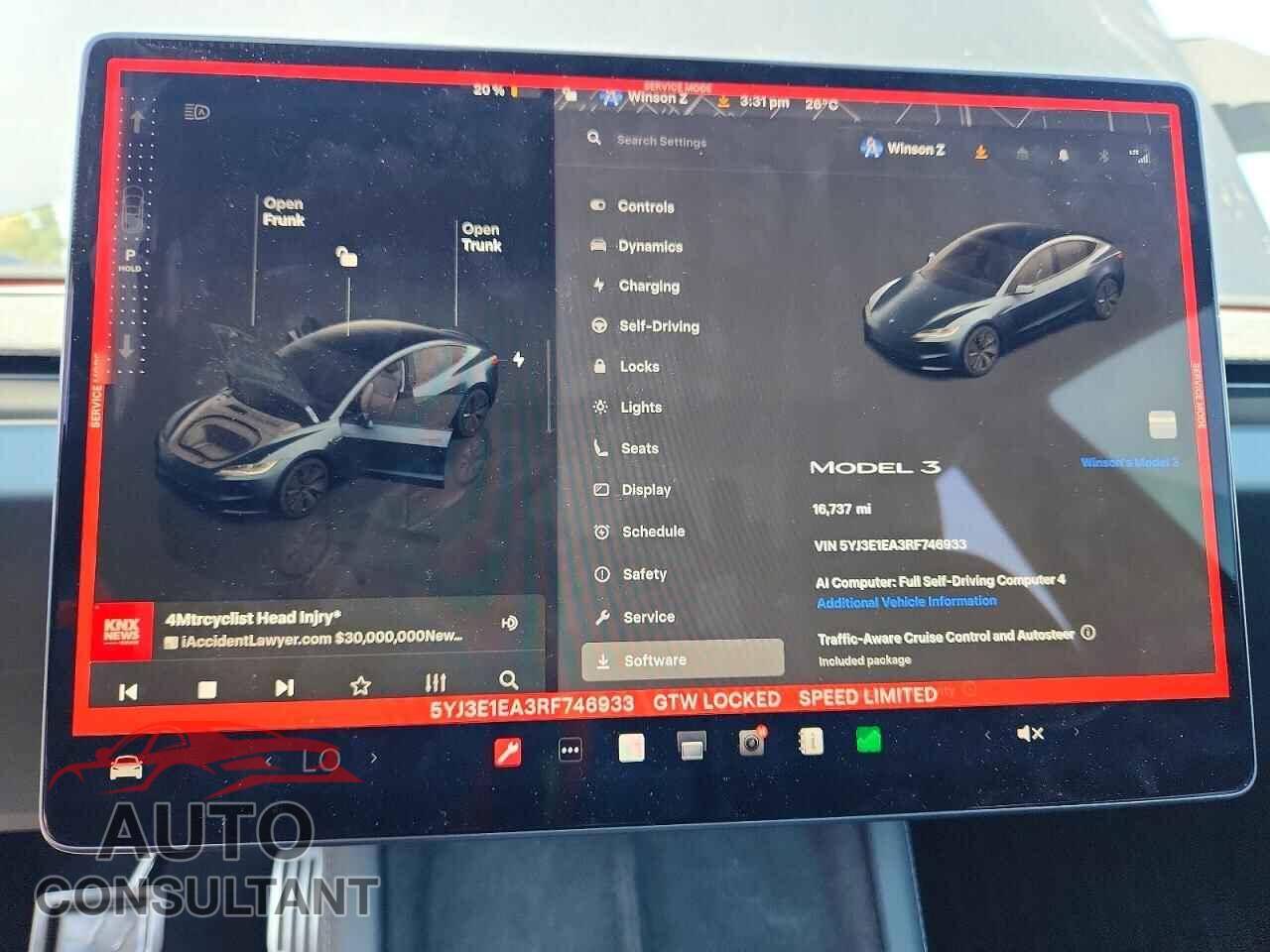 TESLA MODEL 3 2024 - 5YJ3E1EA3RF746933