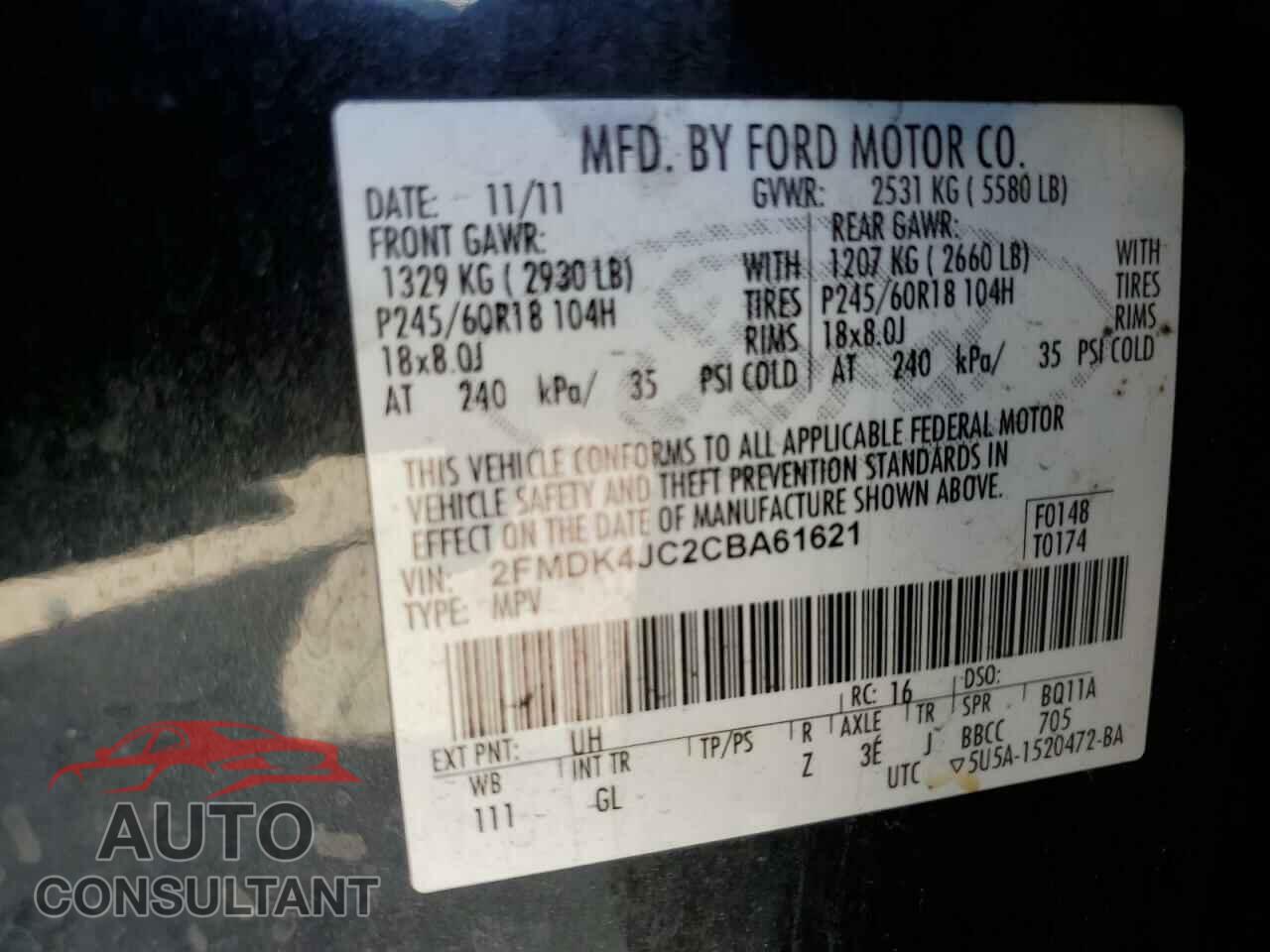 FORD EDGE 2012 - 2FMDK4JC2CBA61621
