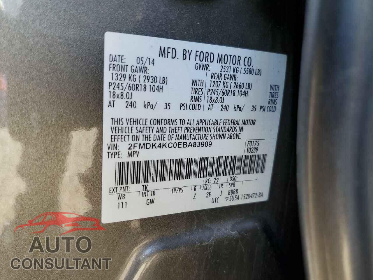FORD EDGE 2014 - 2FMDK4KC0EBA83909