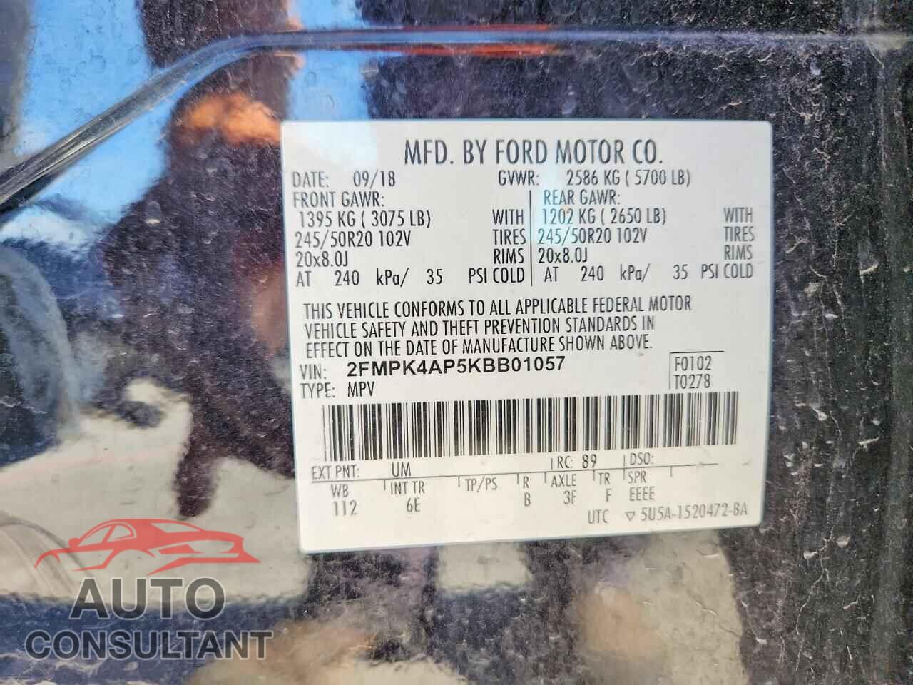 FORD EDGE 2019 - 2FMPK4AP5KBB01057