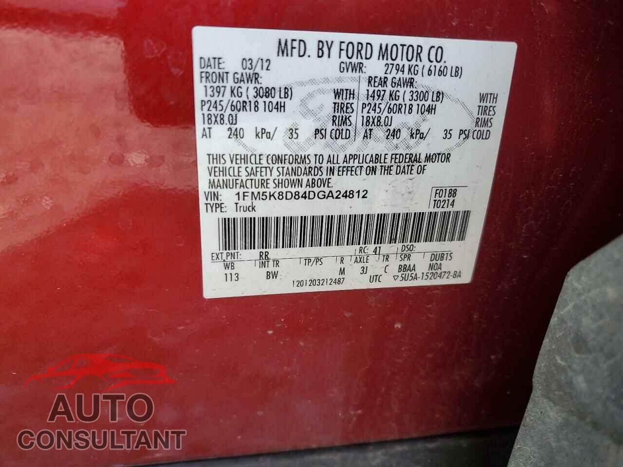 FORD EXPLORER 2013 - 1FM5K8D84DGA24812