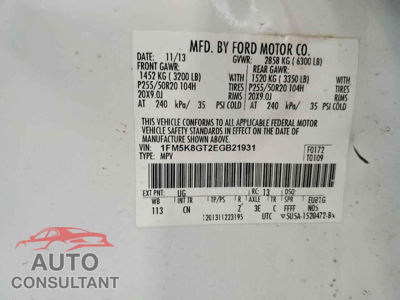 FORD EXPLORER 2014 - 1FM5K8GT2EGB21931
