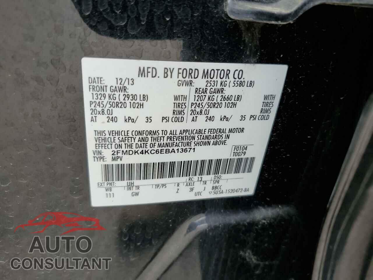 FORD EDGE 2014 - 2FMDK4KC6EBA13671