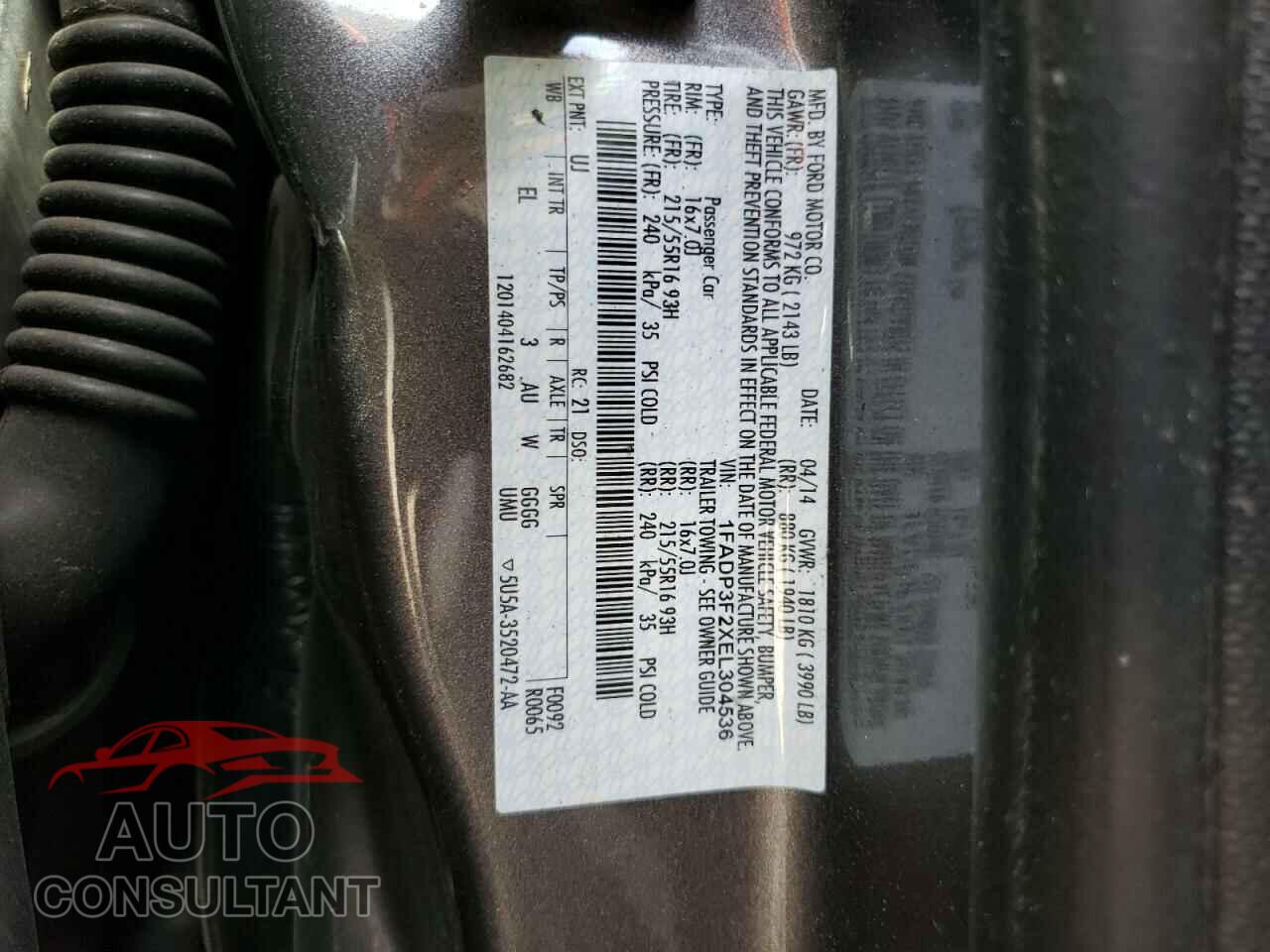 FORD FOCUS 2014 - 1FADP3F2XEL304536