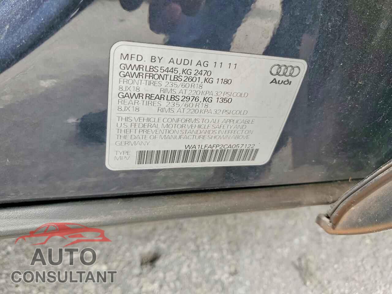 AUDI Q5 2012 - WA1LFAFP2CA057122